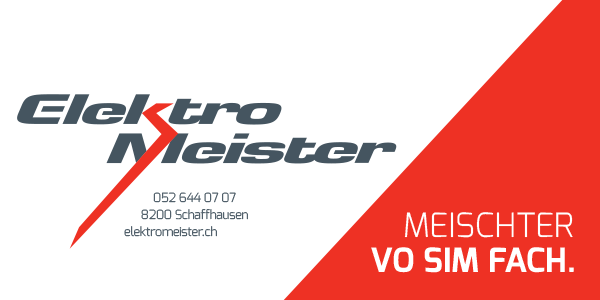 Logo Elektro Meister AG mit Slogan Meister vo sim Fach