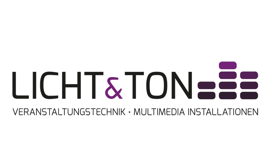 Logo Licht und Ton mit Untertitel Veranstaltungstechnik - Multimedia Installationen