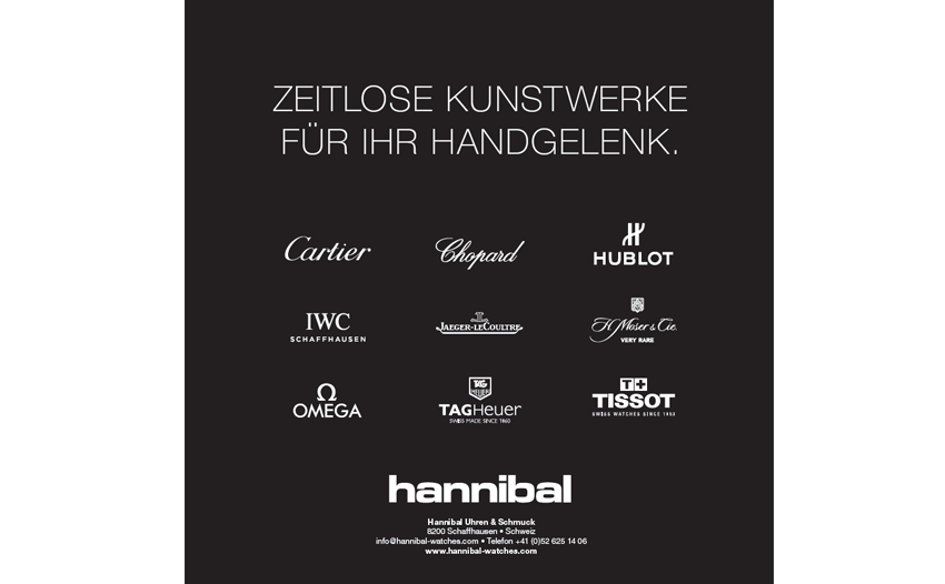 Flyer hannibal Uhren mit Slogan zeitlose Kunstwerke für Ihr Handgelenk