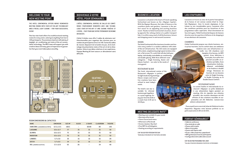 Seminarbroschüre Hotel Continental Lausanne